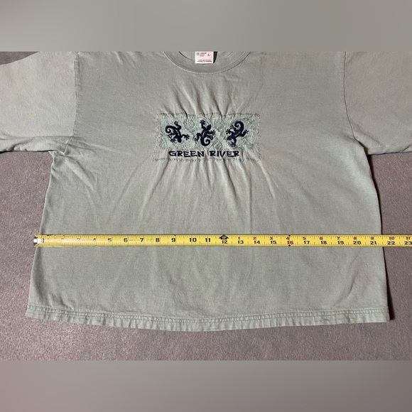 Green River Embroidered Women’s T-Shirt Top Green Size Large - Picture 3 of 6